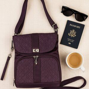 Travelon Quilted Anti-Theft Crossbody Bag | Zipper Locks + Cut-Proof Strap